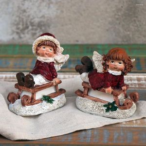 Figurines décoratives Christmas Angel Ornements Small Mmow Mothobile Girl Gingerbread Doll résiners Belle salle cadeau décor
