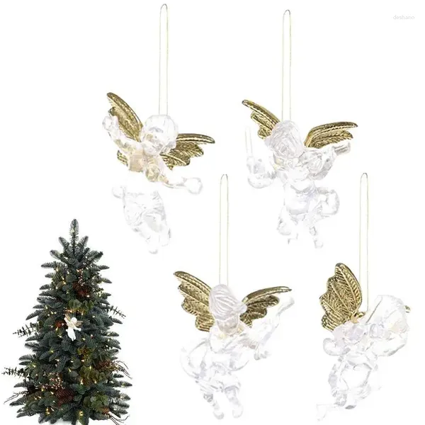 Figuras decorativas Cobertizante de ángel navideño Clear Hanging Ornament Tree Dolly Decorations For Home