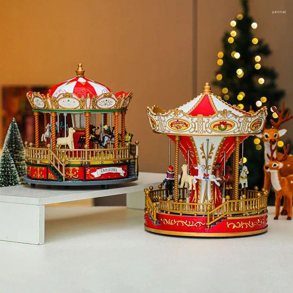 Figurines décoratives de carrousel de noël, ornements de boîte à musique, cadeaux pour petite amie et enfants