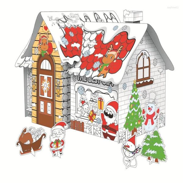 Figurines décoratives Christmas Children's Toys DIY CARDINE Maison parent-enfant 3d tridimensionnel Puzzle Art peinture à la main peinte à la main