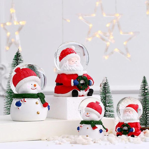 Figurines décoratives de Noël Crystal Ball Snow Globe Table Ornements en verre résine Cadeaux pour enfants DÉCOR HOME