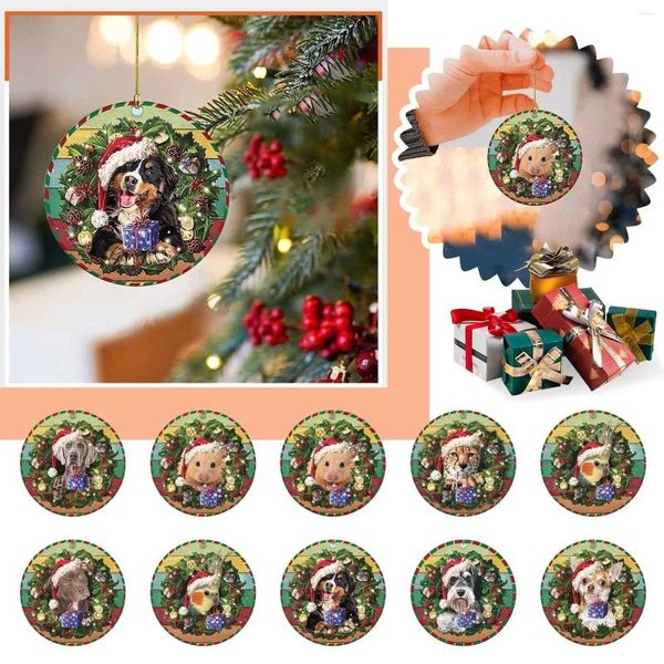 Figuras decorativas decoraciones navideñas artesanías de animales de madera colgantes de animales lindos regalos de árbol