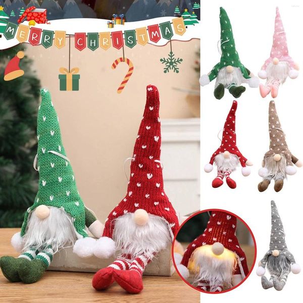 Figurines décoratines décorations de Noël au crochet Foregmed Foregmed Old Man Doll with Lights Pendant Love Birds sur un fil