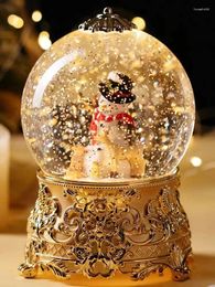 Figurines décoratives réveillon de noël vieil homme boule de neige ronde boîte à musique boule de cristal veilleuse neige cadeau d'anniversaire enfant
