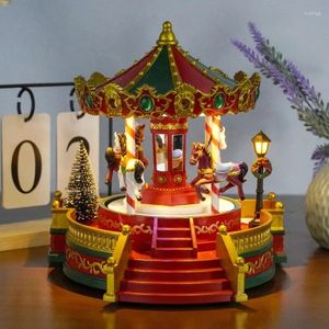 Decoratieve beeldjes Kerstcadeau Carrousel Decoratie Muziekdoos met LED-verlichting voor kinderen