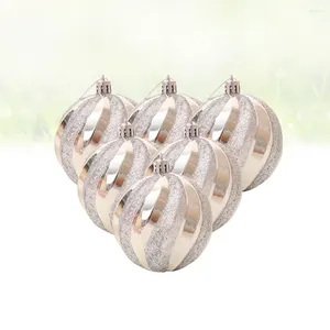 Figurines décoratives Pendentif fileté à paillettes de Noël : boules à suspendre en forme d'arbre argenté, boules étincelantes Xams, ornements de fête de vacances, 6 pièces
