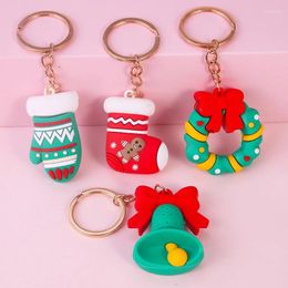 Decoratieve beeldjes Kerst Key Chain Cartoon Santa Claus Elk Snowman Keychain voor vrouwelijke kinderen Geschenkaccessoires Hanggroep ornamenten