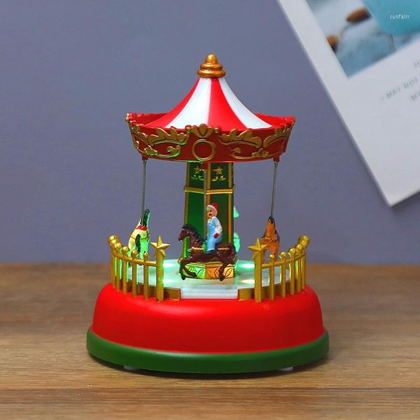 Dekorative Figuren Weihnachtsspieluhr mit LED-Licht Karussell RiesenradWeihnachtsschmuck kreatives Geschenk Geburtstagsjahr
