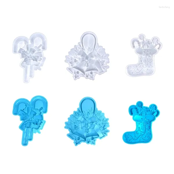 Figurines décoratines Ornement de Noël Moules de résine en silicone moule moule diy artisanat pour le porte-clés pendentif bijoux de fabrication