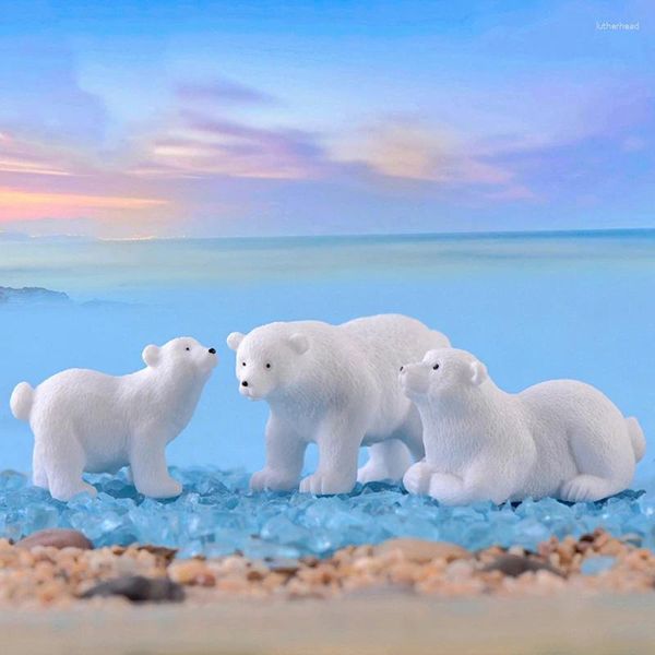 Figurines décoratives Noël Polar ours fée décor de jardin micro-paysage ornements de neige artisanat miniature année 2024