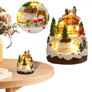 Figurines décoratives Noël Rotation de scène d'hiver Boîte de musique 6.3 pouces de neige Figurine Home Tabletop Decoration Gift for Kids