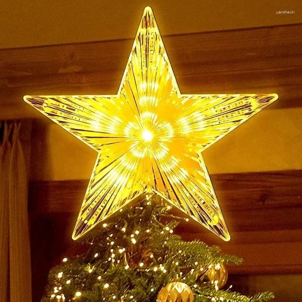 Dekorative Figuren, Weihnachtsstern-Baumspitze, Lichter, LED-Glühlampe, funkelndes Nachtlicht, Weihnachts-Top-Ornamente, Jahr, Zuhause, Party-Dekoration