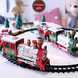 Figurines décoratives Train de noël, jouets électriques, décoration d'arbre, cadre de piste, voiture de chemin de fer avec lumière sonore, cadeaux