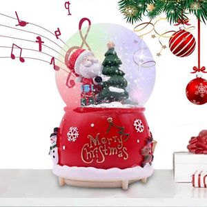Figurines décoratines Blobes d'eau de Noël Batterie Powered LED Snow Globe Music Box Decorations Home For Table Mantel Libris