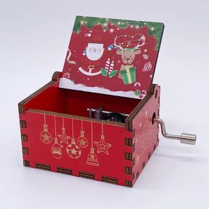 Decoratieve beeldjes Kerst houten handgekleed muziekdoos Merry Santa Claus verjaardagsjaar cadeau voor kinderen vriend