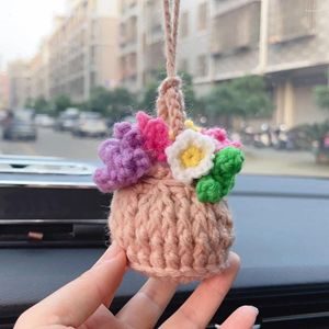 Decoratieve beeldjes chzimade schattige zonnebloem cactus bloem wollen textiel stoffen hangende huisdecor pluizige pompom katoenen auto decoratie