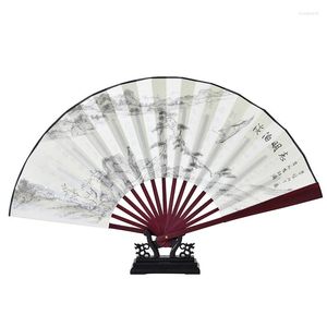 Decoratieve beeldjes Classical Folding Silk Fan Chinese stijl Men Vintage Gentleman Hand draagbare fans Abanicos para boda