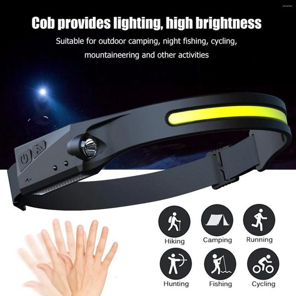 Figurines décoratines COB LED Induction Riding Headlamp USB RECHARGAGE STAPHOPHOP CAMPING SEMPILIER AVEC TOUTES PERSPECTIVES