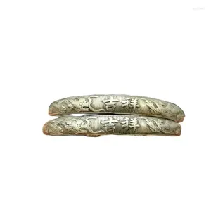 Les figurines décoratives collectionnent le vieux dragon argenté et le bracelet bonnix de bon augure paire ouverte archaïsée