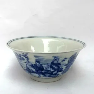 Figurines décoratives collectées Chine Old Blue and White Porcelain Painting Paysage Figure Bowl Dish Decoration Family Decoration Gift