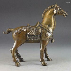 Figurines décoratives Collection en laiton chinois Old Travail manuel martelé Superbe State State Horse Garden Decoration