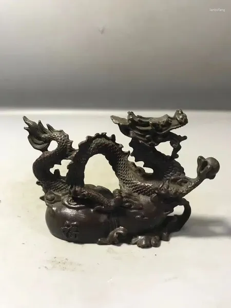 Figurines décoratives Collection chinoise Old Bronze Handmade Dragon Statue Decoration Home Decor