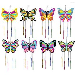 Decoratieve beeldjes kleurrijk DIY Butterfly Wind Chime Craft Set for Kids Arts Crafts Garden Decor Chimes Outdoor Living Hanging Decorations