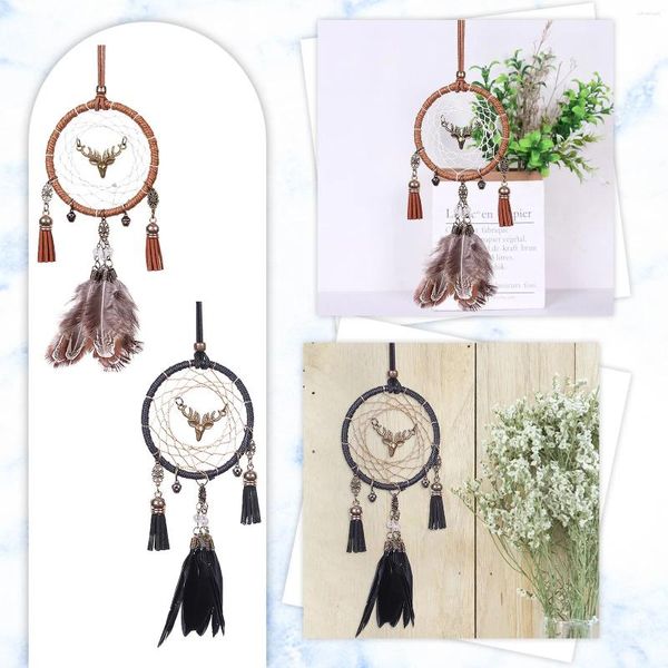 Figurines décoratives Colorful Dream Catchers Boho Fabriqué à la main Vintage Mur Feath décor suspendu ornement créatif Décorations de mariage