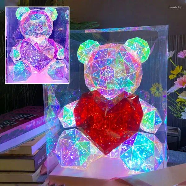 Figurines décoratives ours lumineux coloré 30CM haute fantaisie LED petite lampe petite amie romantique surprise anniversaire cadeau de saint-valentin vacances