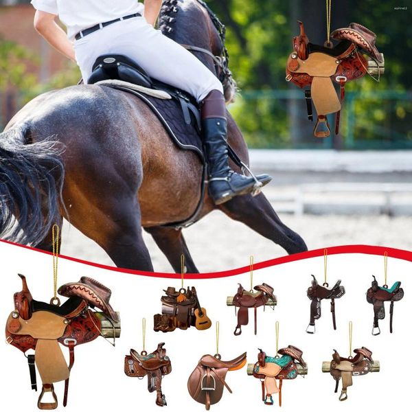 Figurines décoratives Ornement cuit Anneaux de vitrail 9pc Saddle personnalisé Pendent pour les amoureux des chevaux Cowboys occidentaux