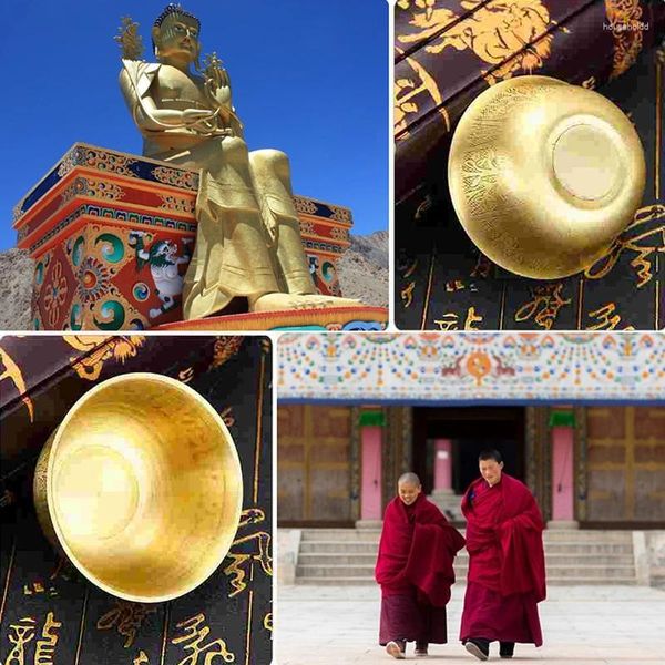 Figurines décoratives bols en cuivre décor de méditation bol de Hammam tibétain offrant une tasse d'eau fournitures bouddhistes