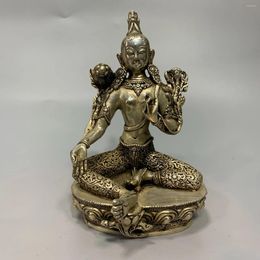 Figuras decorativas Copper Brass Artesanías chinas Asiáticas Elaboradas Vintage Tibetan Silver Budismo Estatua Buda Buda