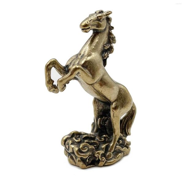 Figurines décoratives cuivre course cheval Sculpture ornements rétro laiton Animal Feng Shui petite Statue bureau bureau décorations pour la maison