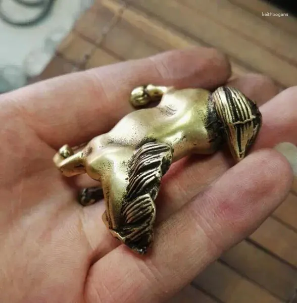 Figurines décoratives statues de cuivre chinois purs en laiton zodiaque chevaux petits