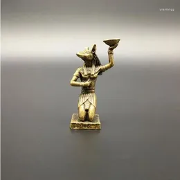 Figurines décoratives Collection de statues en cuivre Laiton chinois sculpté Anubis Un homme à tête de chien égyptien antique Insert d'encens exquis Petit