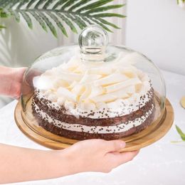 Figurines décoratives couverture gâteau dôme plateau en verre support affichage Cloche servant Dessert pâtisserie couvercle plateau assiette désert nourriture