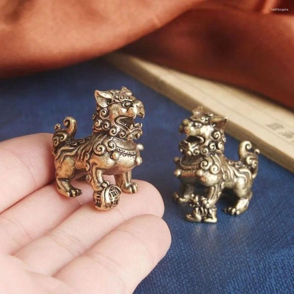 Figurines décoratifs artisanat antique feng shui décoration mini artisanat ornements de lion à la main