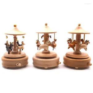 Figurines décoratives carrousel créatif boîte d'octave en bois éducation des enfants musique maison décorations de table petite fille fait à la main vacances