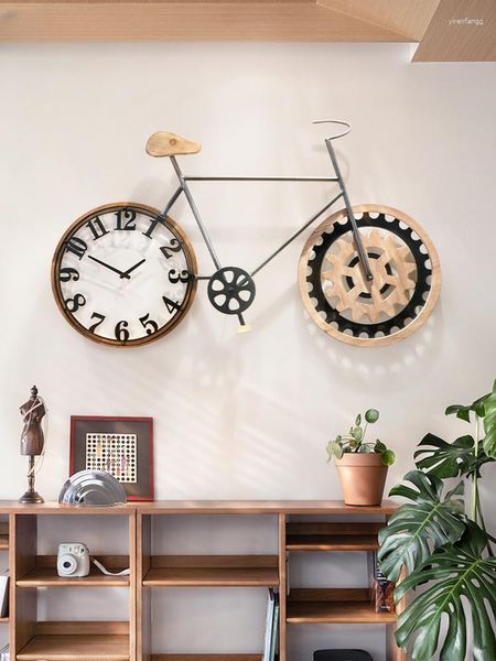 Figuras decorativas, reloj creativo, pared, fondo de sala de estar, moda de hogar, bicicleta, estilo Vintage, arte de comedor