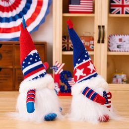 Decoratieve beeldjes Creative Independence Day Patriotisch gebreide hoed hart dwerg ornament partij geven de voorkeur