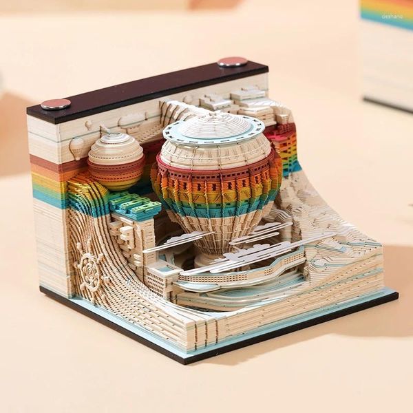 Figurines décoratines Créative Multi-fonction Mémo Pad Notepad 3D Modèle Castle Remarque Romantic Custom Block Friend Office Gift Office