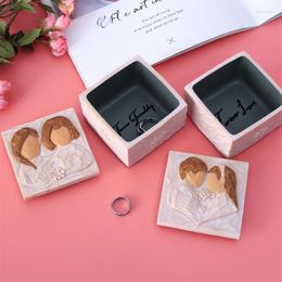 Decoratieve beeldjes Creative Square Storage Box Love Vriendschap sieraden met LID Desktop kleine ornamenten