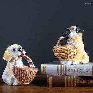 Figurines décoratives Creative Table Decoration Living Room Dining Porch Gift Office Decorations Cute Pet Dog Rangement Boîte