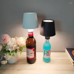 Figurines décoratives Bouteille de vin créative Lampe de table Barre rechargeable détachable Conception sans fil LED Café Atmosphère Veilleuse
