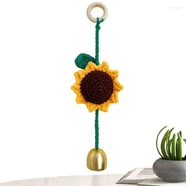 Figurines décoratives Crochet Sunflower à la main Miroir arrière Miroir Charme Ornements Accessoires pour décoration intérieure