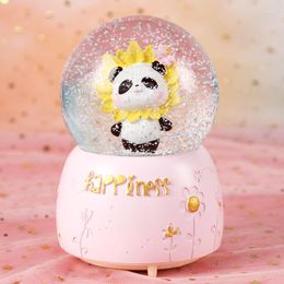 Decoratieve beeldjes Crystal Ball Music Box Peking Opera Panda Birthady Gifts Star gloeiende sneeuwvlokken Home Decoratie Desktop ornament