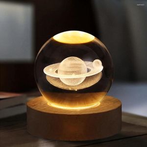 Figurines décoratives Crystal Ball Lights Bulling Planet Galaxy Lamp System Solar Globe Astronomy Birthday Sphère DÉCOR HOME