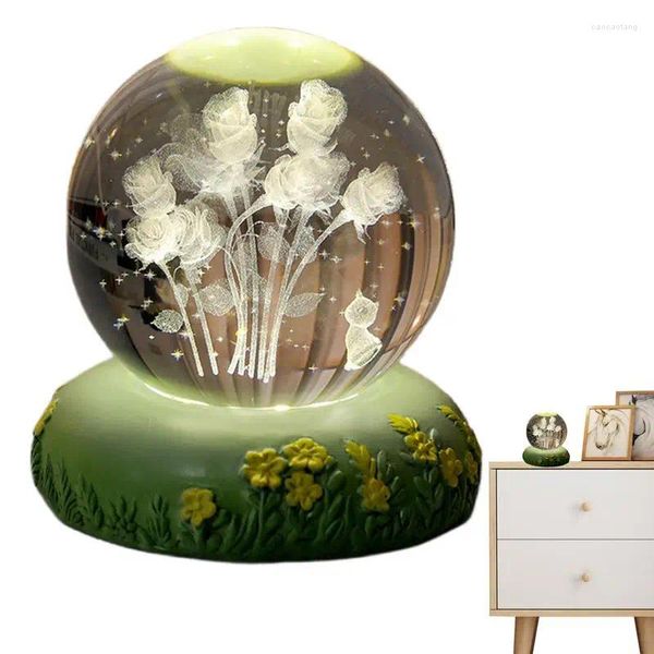 Figurines décoratives Crystal Ball Lights Usb Power Chydside Light Christmas Kid Gift Lamp Glowing Planetary Galaxy