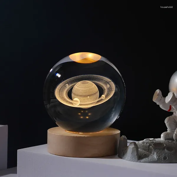 Figurines décoratives boule de cristal planète système solaire gravé au Laser Globe astronomie cadeau anniversaire sphère de verre décoration de la maison