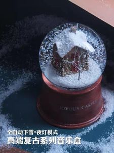 Figurines décoratives Crystal Ball Snow Flower Light Music Box Girl Girl Amour Birthday Gift